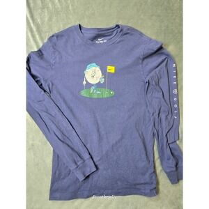 Nike Golf Shirt Mens Medium Golf Ball Flag Long Sleeve‎ Blue